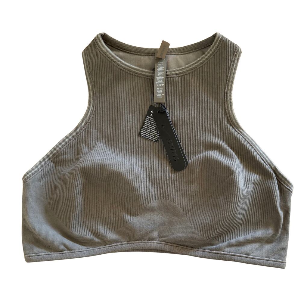 Nike x SKIMS Ribbed Seamless Racerneck Bra Dusty Oakmoss Dune XL NWT $54
